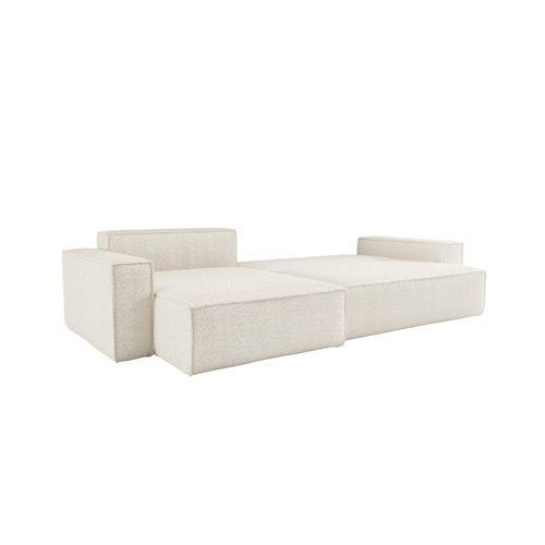 Canapé Farah D'angle Max Réversible Et Convertible 5 Places En Tissu Bouclette - Blanc