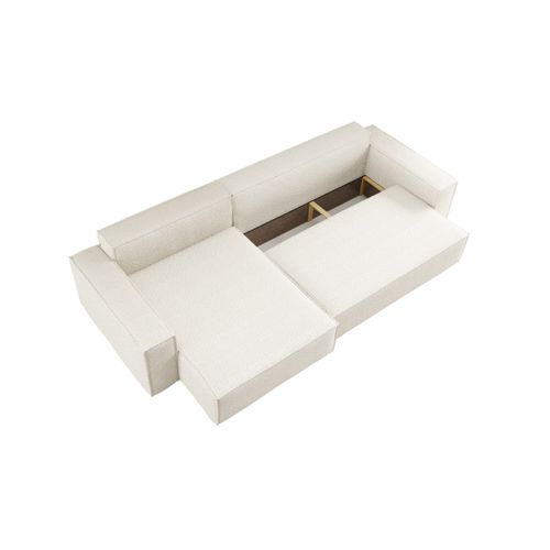 Canapé Farah D'angle Max Réversible Et Convertible 5 Places En Tissu Bouclette - Blanc