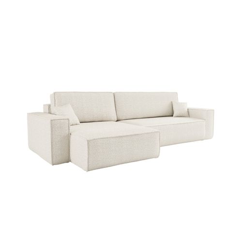 Canapé Farah D'angle Max Réversible Et Convertible 5 Places En Tissu Bouclette - Blanc
