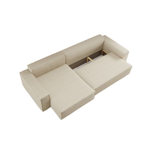 Canapé Farah D'angle Max Réversible Et Convertible 5 Places En Tissu Bouclette - Beige