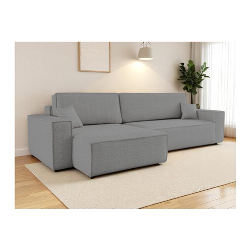 Canapé Farah D'angle Max Réversible Et Convertible 5 Places En Tissu Bouclette - Gris