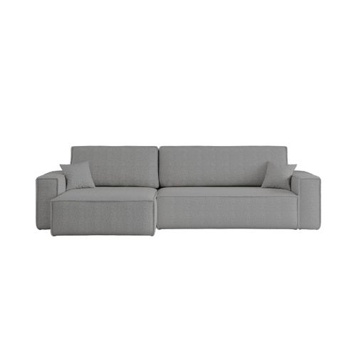 Canapé Farah D'angle Max Réversible Et Convertible 5 Places En Tissu Bouclette - Gris