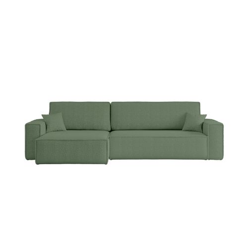 Canapé Farah D'angle Max Réversible Et Convertible 5 Places En Tissu Bouclette - Vert