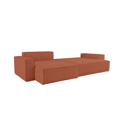 Canapé Farah D'angle Max Réversible Et Convertible 5 Places En Tissu Bouclette - Terracotta