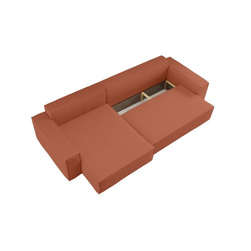 Canapé Farah D'angle Max Réversible Et Convertible 5 Places En Tissu Bouclette - Terracotta
