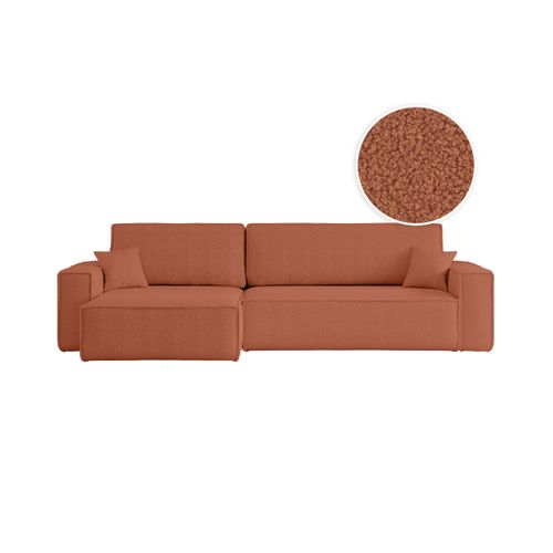 Canapé Farah D'angle Max Réversible Et Convertible 5 Places En Tissu Bouclette - Terracotta