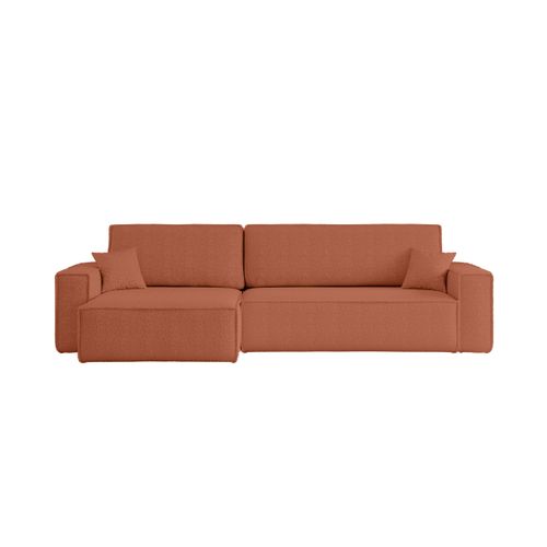 Canapé Farah D'angle Max Réversible Et Convertible 5 Places En Tissu Bouclette - Terracotta
