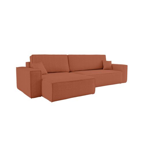Canapé Farah D'angle Max Réversible Et Convertible 5 Places En Tissu Bouclette - Terracotta