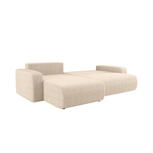 Canapé Alya D'angle Max Réversible Et Convertible 5 Places En Velours Côtelé - Beige