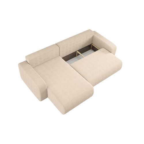 Canapé Alya D'angle Max Réversible Et Convertible 5 Places En Velours Côtelé - Beige