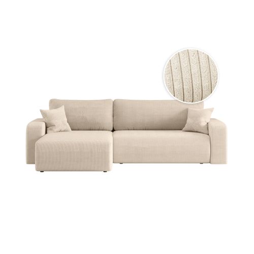 Canapé Alya D'angle Max Réversible Et Convertible 5 Places En Velours Côtelé - Beige