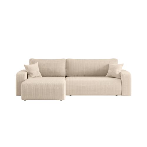 Canapé Alya D'angle Max Réversible Et Convertible 5 Places En Velours Côtelé - Beige