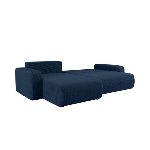 Canapé Alya D'angle Max Réversible Et Convertible 5 Places En Velours Côtelé - Bleu Foncé
