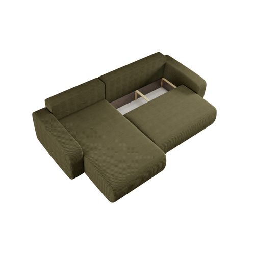 Canapé Alya D'angle Max Réversible Et Convertible 5 Places En Velours Côtelé - Vert Kaki