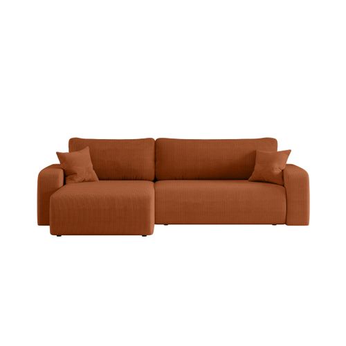 Canapé Alya D'angle Max Réversible Et Convertible 5 Places En Velours Côtelé - Terracotta