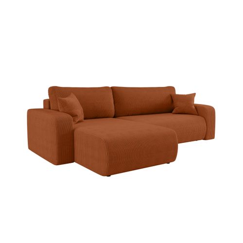 Canapé Alya D'angle Max Réversible Et Convertible 5 Places En Velours Côtelé - Terracotta