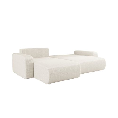 Canapé Alya D'angle Max Réversible Et Convertible 5 Places En Tissu Bouclette - Blanc