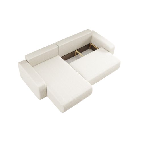 Canapé Alya D'angle Max Réversible Et Convertible 5 Places En Tissu Bouclette - Blanc