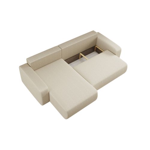 Canapé Alya D'angle Max Réversible Et Convertible 5 Places En Tissu Bouclette - Beige