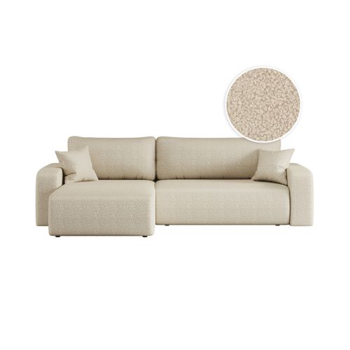 Canapé Alya D'angle Max Réversible Et Convertible 5 Places En Tissu Bouclette - Beige