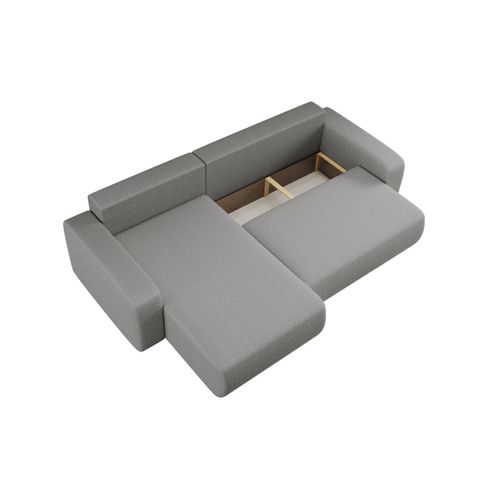 Canapé Alya D'angle Max Réversible Et Convertible 5 Places En Tissu Bouclette - Gris