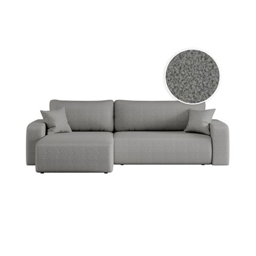 Canapé Alya D'angle Max Réversible Et Convertible 5 Places En Tissu Bouclette - Gris