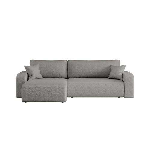 Canapé Alya D'angle Max Réversible Et Convertible 5 Places En Tissu Bouclette - Gris