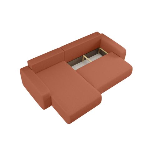 Canapé Alya D'angle Max Réversible Et Convertible 5 Places En Tissu Bouclette - Terracotta