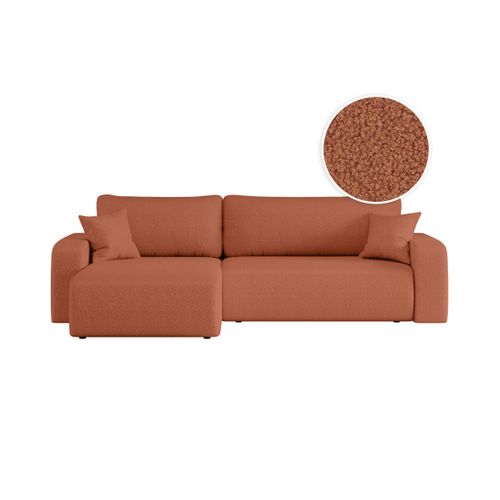 Canapé Alya D'angle Max Réversible Et Convertible 5 Places En Tissu Bouclette - Terracotta