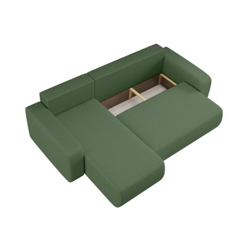 Canapé D'angle Alya Convertible Et Réversible 4 Places En Tissu Bouclette - Vert