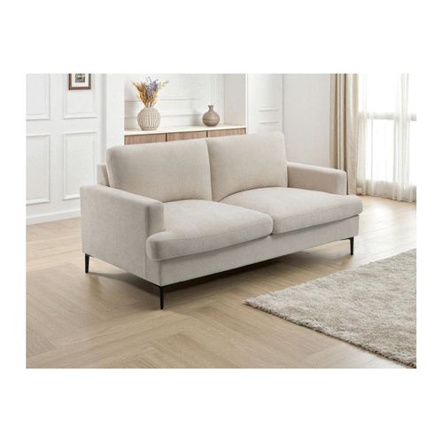 Canapé Droit Talma 3 Places En Tissu Beige Pieds Métal