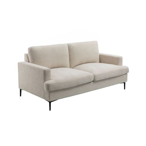 Canapé Droit Talma 3 Places En Tissu Beige Pieds Métal