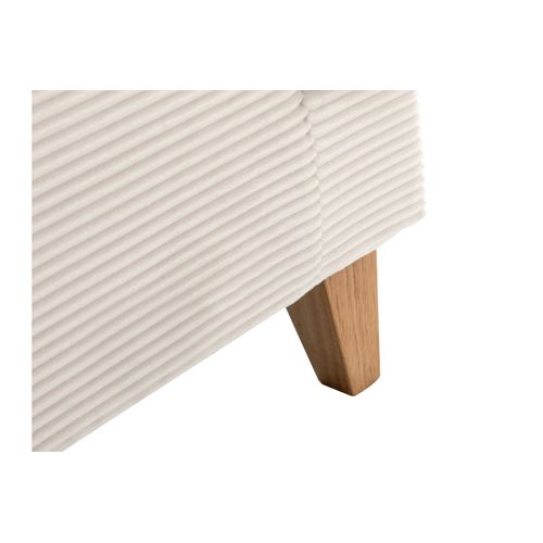 Canapé Droit 3 Places Talma En Velours Côtelé Beige Pieds Bois