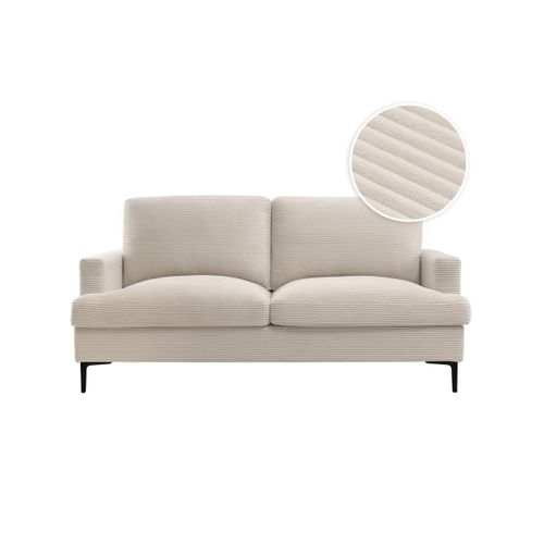 Canapé Droit 3 Places Talma En Velours Côtelé Beige