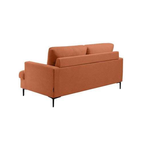 Canapé Droit 3 Places Talma En Velours Côtelé Terracotta Pieds Noirs