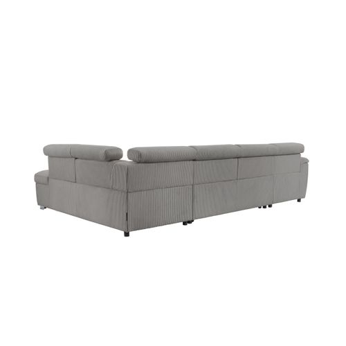 Canapé Panoramique Paola 6 Places Convertible Avec 2 Coffres En Velours Côtelé Gris