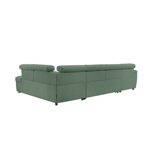 Canapé Panoramique Paola 6 Places Convertible Avec 2 Coffres En Velours Côtelé Vert