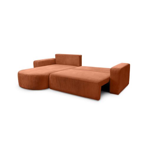 Canapé Kiara D'angle Réversible Convertible 4 Places En Velours Côtelé - Terracotta