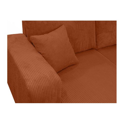 Canapé Kiara D'angle Réversible Convertible 4 Places En Velours Côtelé - Terracotta