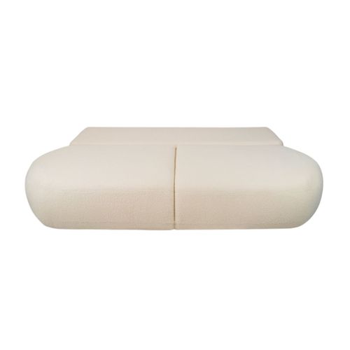 Canapé Convertible Droit 4 Places Fabio En Tissu Bouclette - Blanc Cassé