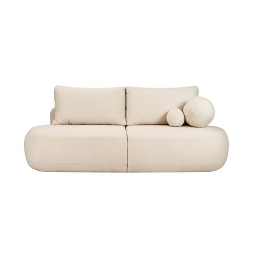 Canapé Convertible Droit 4 Places Fabio En Tissu Bouclette - Blanc Cassé