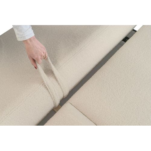 Canapé Convertible Droit 4 Places Fabio En Tissu Bouclette - Blanc Cassé