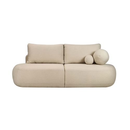 Canapé Convertible Droit 4 Places Fabio En Tissu Bouclette - Beige