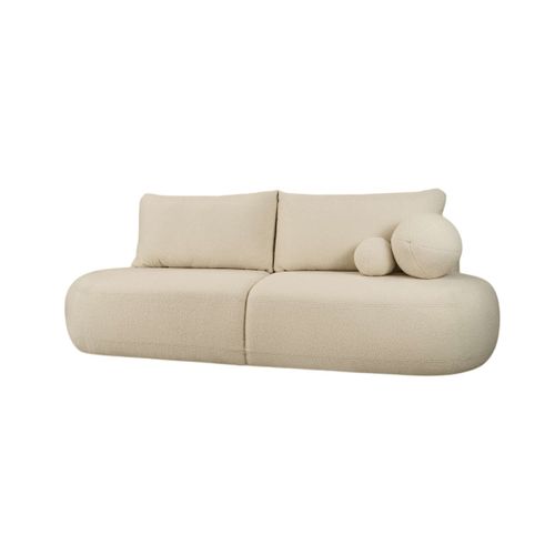 Canapé Convertible Droit 4 Places Fabio En Tissu Bouclette - Beige
