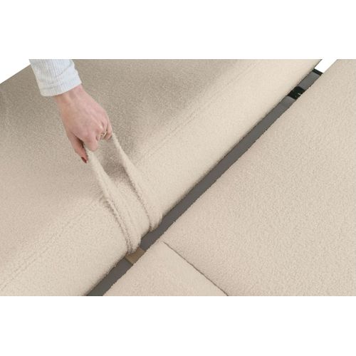 Canapé Convertible Droit 4 Places Fabio En Tissu Bouclette - Beige