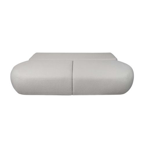 Canapé Convertible Droit 4 Places Fabio En Tissu Bouclette - Gris Clair