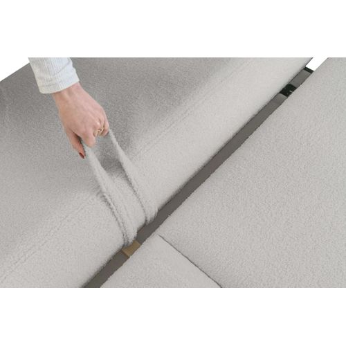 Canapé Convertible Droit 4 Places Fabio En Tissu Bouclette - Gris Clair