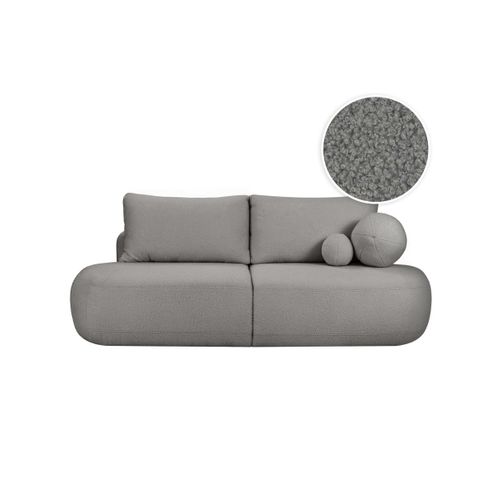 Canapé Convertible Droit 4 Places Fabio En Tissu Bouclette - Gris Foncé