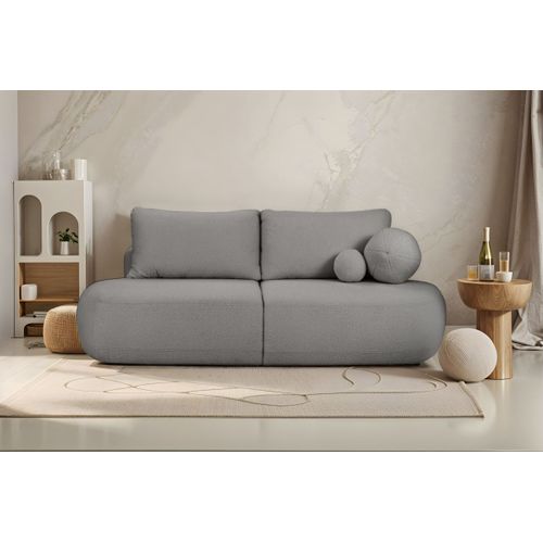 Canapé Convertible Droit 4 Places Fabio En Tissu Bouclette - Gris Foncé