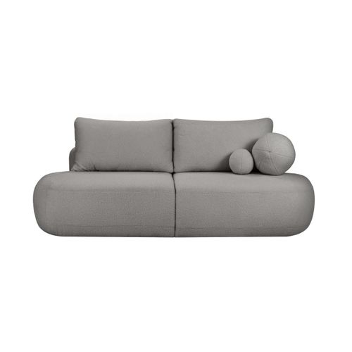 Canapé Convertible Droit 4 Places Fabio En Tissu Bouclette - Gris Foncé